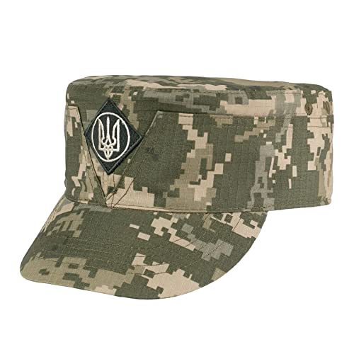 Mütze der Ukrainische Armee in Pixel Gr. 58 (M) mit Kokarde; Ukraine Taktische Morale Emblem ZSU Streirkräfte Dienstbekleidung Krieg Baseball Kappe Cap Tarn MM-14