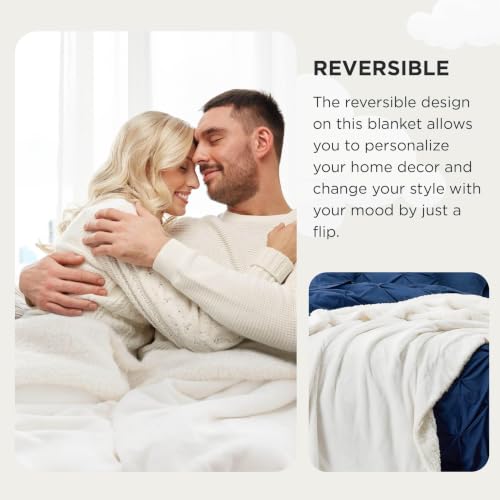 Image of Bedsure GentleSoft Sherpa Fleece Cal King Blankets for Bed, Non-Heated, Thick and Warm Oversized Throw for Women and Men, Soft Fuzzy Plush Large Blanket for Winter, White, 112x98 Inches