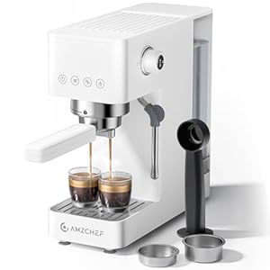 AMZCHEF Siebträgermaschine 20 Bar, Espressomaschine mit professionellem Milchaufschäumer, Klein Kaffeemaschine Espresso für Cappuccino, Latte & Macchiato, 1.5L Wassertank,Weiß
