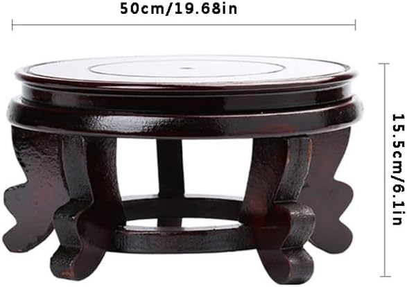 Bonsai Pedestal Vase Pedestal Stands Bonsai Display Stand Wood Carving Ornaments Fishtank Strange Stone Vase Bottom Round Wood Tray Flower Pot High Foot Base Planter Stand Plant Holder(50CM)