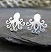 Octopus Stud Earrings Brushed Sterling Silver Handmade in USA