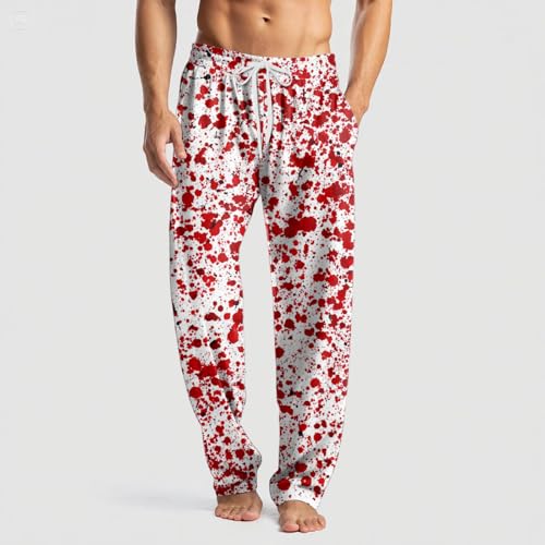 Men's Halloween Spooky Pajama Pants Pjs Bottoms With Pockets Sleep Lounge Pants For Men Halloween Pajamas2