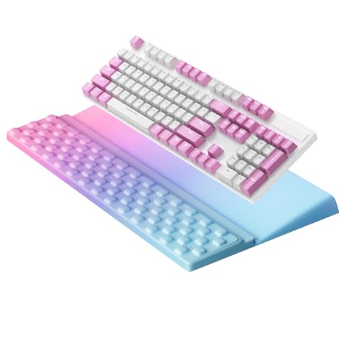 Ospelelf Keyboard Wrist Rest, Ergonomic Memory Foam Wrist Support for Typing & Gaming, Tilted Keyboard Pad, Aesthetic Desk Accessories for Office, Relief for Carpal Tunnel & Wrist Pain, Purple Blue