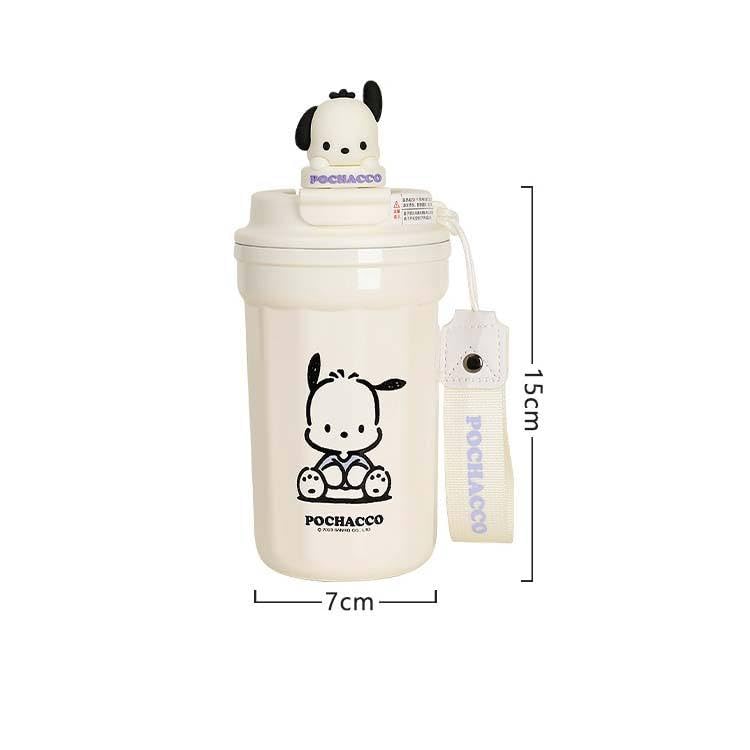Image of BEHAHAI 480ML Stainless Steel Cartoon Thermal Insulation Cup, Vacuum Insulated Tumbler, Leak Proof, Hot and Cold, for Girls and Boys, Birthday Gift (White)