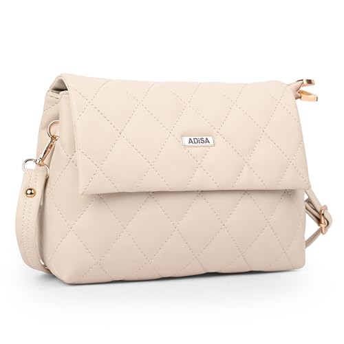 Image of ADISA Women's Girls Quilted Cross Body Sling Bag with Height Adjustable Belt (SL5169)