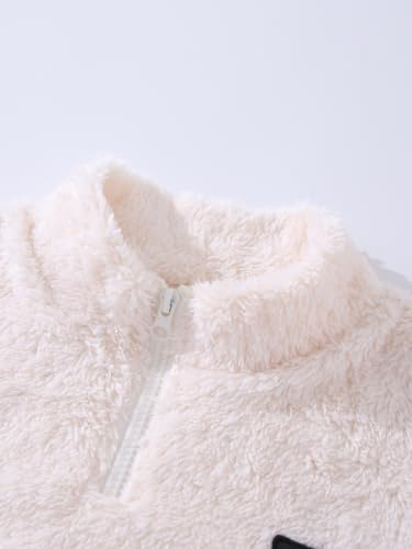 Image of Girls Sweatshirts Quarter-zip Sherpa Fleece Pullover Fuzzy Jacket