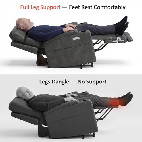 Image of MCombo Lift Chair for Tall Man 6'6'', Dual Motor Power Lift Recliner Chair for Elderly, Lay Flat for Sleeping, Heat and Massage, USB & Type C, Faux Leather 7755 (Grey)