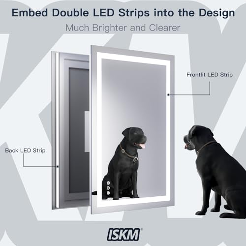 image for ISKM 40'' x 32'' LED Mirror for Bathroom Lighted Vanity Mirror for Wal