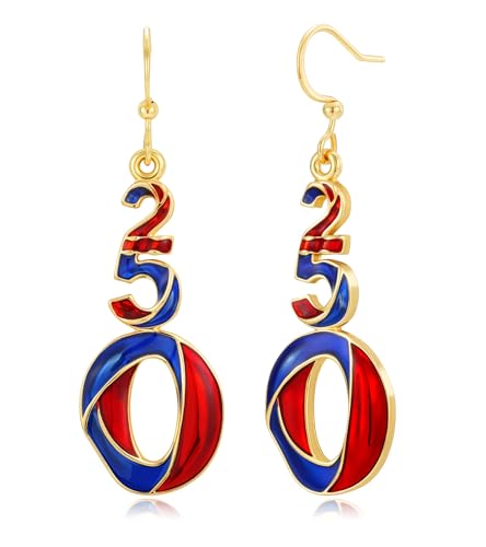 Patriotic Earrings Earrings for Women, 250th Anniversary USA Dangle Earrings America Celebration Theme Womens Earrings for 4th of July, Independence Day Party Outfit Jewelry Present