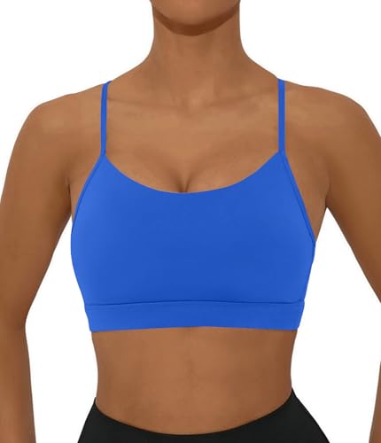 Image of Comper Y Back Sports Bra for Women Low Impact Racerback Workout Bras Sexy Thin Straps Yoga Bras with Removable Pads