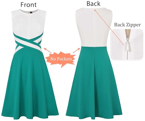 Image of VFSHOW Womens Front Zipper Work Business A-Line Dress Elegant Professional Office Career Church Fit and Flare Skater Dresses
