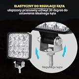RIGIDON 4-częściowa kwadratowa mini lampa robocza LED, 3,3 cala, 48 W, reflektor, 12 V 24 V, do samochodów terenowych, łodzi, ciężarówek 4x4, SUV-ów, quadów, traktorów, koparek, 6000 K, biała