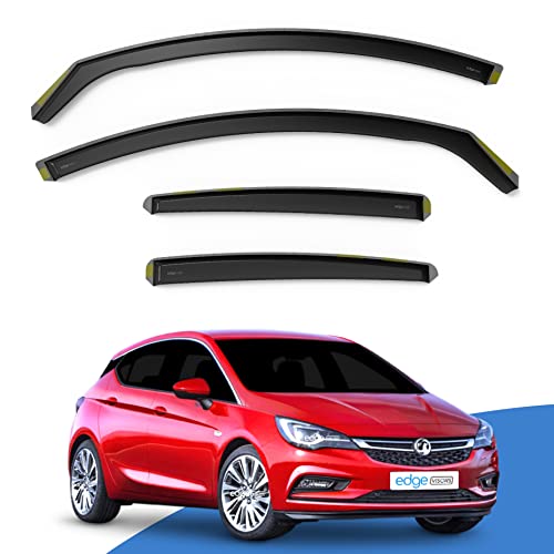 EdgeVisors Wind Deflectors | Fits: Vauxhall Astra K MK7 (2015-2022) 5 Door Hatchback 4pc Set | In-Channel Rain Guards for Wind, Rain & Sun Protection, Easy Installation - Tinted
