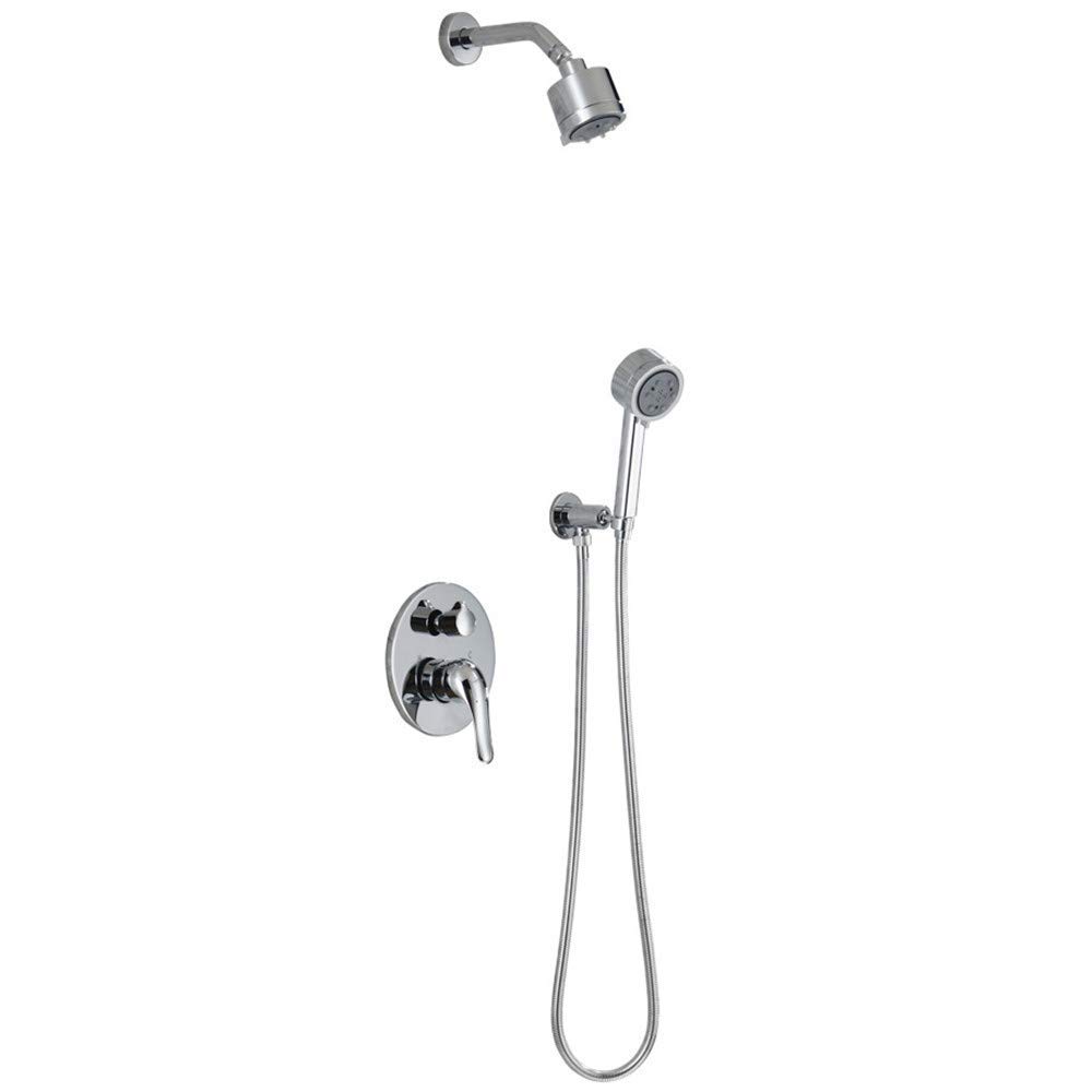 QUSYZD Brass Shower Faucets 3 Mode 80Mm Shower Head Bath Shower Faucet Bathroom Faucet Sets Brass Top Over Sprayer Wall-Mounted Shower System,Chrome,Black,Chrome