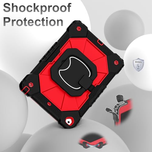 Image of Auizotl Case for iPad 9th /8th /7th Generation 10.2 Inch iPad Case 9th Generation with Screen Protector /Rotate Stand /Pen Holder,Military Grade Shockproof i Pad 9th /8th /7th Gen Cases,Black Red