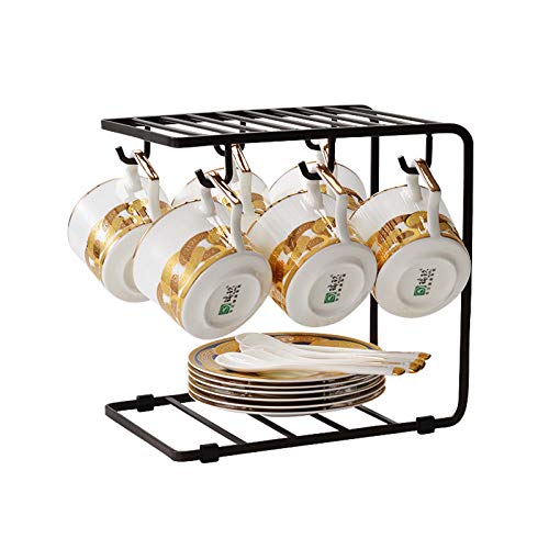 Ssrsgyp Juego De Té De 19 Piezas, Tazas Y Platillos De Café De Porcelana China con Soporte De Metal, Juegos De Tazas De…