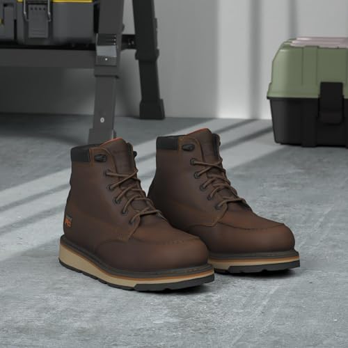 Timberland PRO Timberland PRO Men's Gridworks 6 Inch Soft Toe Waterproof Industrial Wedge Work Boot, Tempest Rancher Brown, 14
