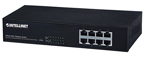 Image of Intellinet 9-Port PoE+ Switch, 8X 10 /100, 140W, 1x Gigabit Uplink 560764 | 8 IEEE 802.3at /af PoE+ ports, 140W budget, 1 Gigabit uplink, Auto-MDIX, fanless metal desktop switch for IP devices