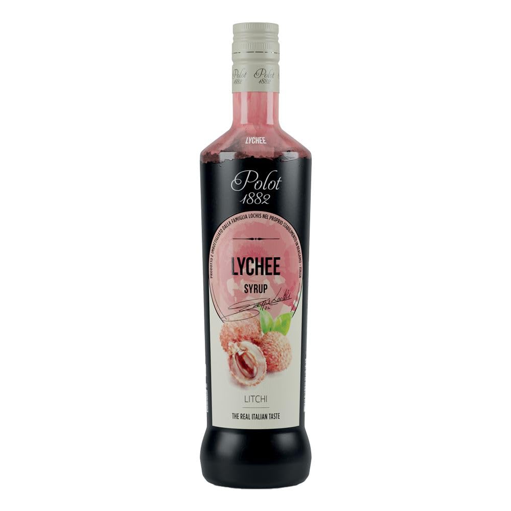 Polot 1882 Lychee Syrup 70cl – Italian Bar-Grade Non-Alcoholic Syrup, Exotic Floral Lychee Sweetness, Gluten-Free, Perfect for Martinis, Spritzes, Iced Teas, Lemonades, Cocktails & Mocktails