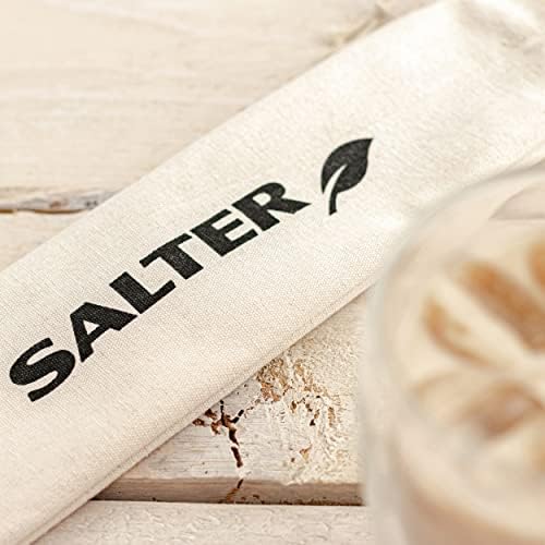 Salter 302 SSXR Eco Reusable Stainless Steel Metal Drinking Straws, Curved and Straight Design, Set of 8, Includes a Sisal Fibre Cleaning Brush and Drawstring Bag
