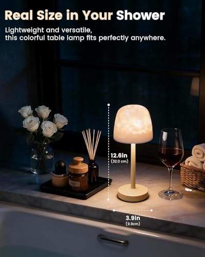 Umikk Lumena Lamps, 16 Farben Duschlampe Wasserdicht, Dimmbar Ocean Lamp, Wiederaufladbare Badezimmer Lichtprojektor mit Lampenschirm & Fernbedienung für Badezimmerbeleuchtung Schmücken
