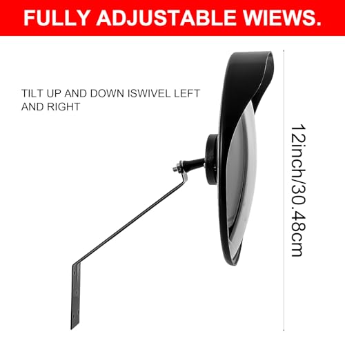 12-inch Adjustable Convex Mirror for Blind Spots - Shatterproof Polycarbonate Fish Eye Mirror - Wide Views for Outdoor or Indoor - Great as a Driveway Mirror or Safety and Security Mirror - Thumbnail 2