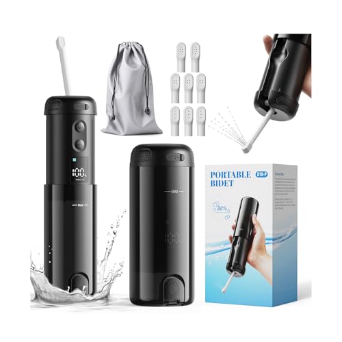 Gkstly Bidé de viaje portátil recargable, pulverizador eléctrico de 250 ml, IPX7, impermeable, con 5 modos de pulverización para limpieza de higiene personal, cuidado postnatal relajante