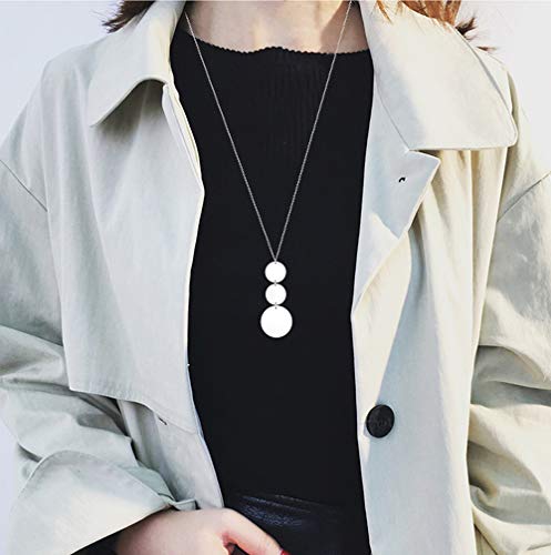 Funrun Jewelry 6Pcs Long Pendant Necklace Set Bar Circle Leaf Y Necklace Arrow Statement Necklace For Women (A:silver Tone+Gold Tone) (C: Silver Tone) #TOP2