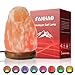 FANHAO USB Himalayan Salt Lamp with 7 Colors Changing, Natural Crystal Salt Rock Lamp Table Lamps for Air Purifying, Home Décor - Hand Carved, LED Bulb and Real Rubber Wood Base, Holiday Gifts