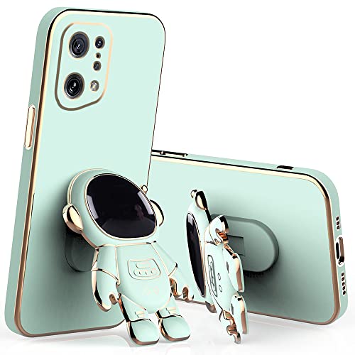 Compatibile con Cover Oppo Find X5 Pro Antiurto Custodia Oppo Find X5 Pro con Supporto Astronauta 3D Sottile Anti-Graffio Case silicone verde tpu