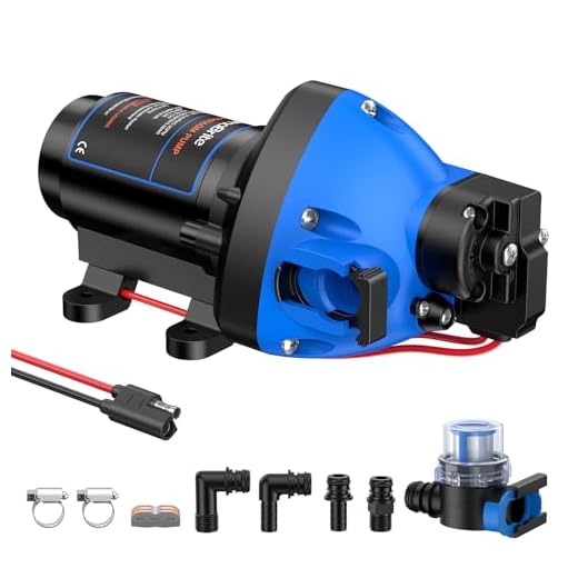 LumaBrite Membranpumpe 12V Wasserpumpe 3.3 GPM 50PSI Wasserpumpe Wohnmobil Selbstansaugend mit automatischem Druckschalter für Wohnmobil, Yacht, Imbisswagen, Camper, Marine