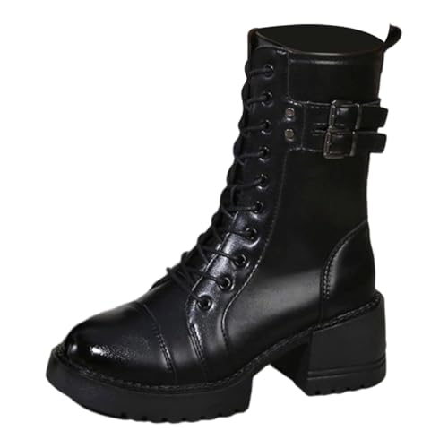 Bottes mi-mollet en cuir verni confortables et antidérapantes contre le froid