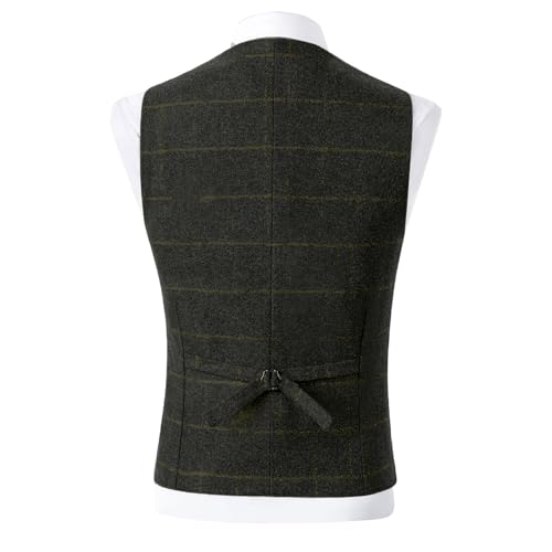 Men's Herringbone Tweed Suit Vest Casual Button down Lapel Waistcoat Vest Outfits2