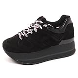  Hogan E4506 Sneaker Donna Nero H328 Scarpe H Grande Suede Shoe Woman [36]