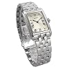 Seiko SWR083 Rectangular Watch - Essentials Collection - Roman Numeral Dial, Blue Hands, Stainless Steel Bracelet, and 50m Water Resistance