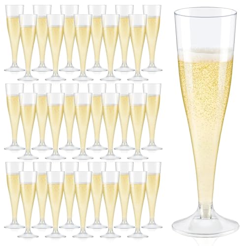 YUXIKIS シャンパングラス 使い捨て、50個入り、130mlプラスチック シャンパングラス、カクテルグラス、ワイングラス 使い捨て、透明ワイングラス 、ホリデー パーティー 旅行 ピクニック ウェディング用品