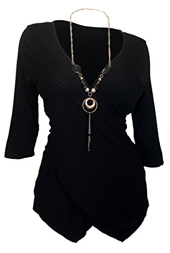 eVogues Women's Deep V-Neck Wrap Bodice Top