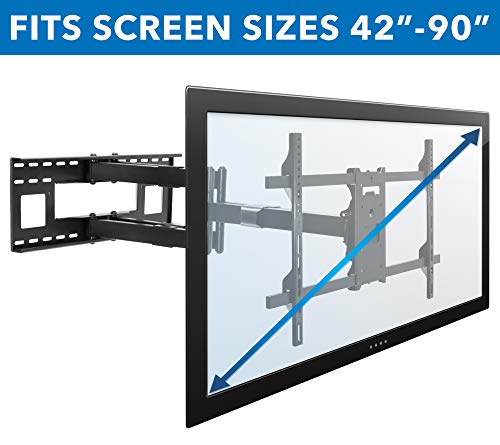 Long Extension TV Mount for Large Screens, Dual Arm Full Motion Wall Bracket - Fits Screen Sizes 50-90 Inch, VESA 800x400mm - 176 lb Capacity