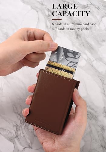 Image of Wallet For Men Trifold,Pop Up Wallet By Metal&Leather,RFID Blocking | Minimalist Smart Wallet Holds 12 Cards,20 Bills,ID Window,Ridge wallets for men,Trifold Wallets for fathers day gift ideas