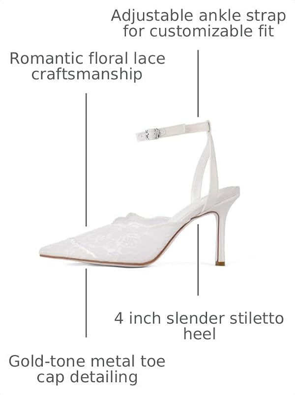 Kluolandi Women's Lace Heels Wedding Bride Pumps Shoes Stiletto High Heels by Kluolandi - Used condition - Image 3