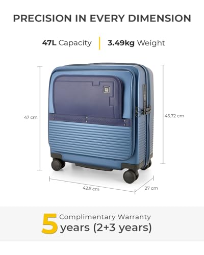 Image of EUME Overnighter Pro Luggage Trolley for Travel 18 inch, Cabin Bag | Trolley Bag Small for Luggage | with Laptop Sleeve | 100% German Bayer Polycarbonate - Tropical Blue
