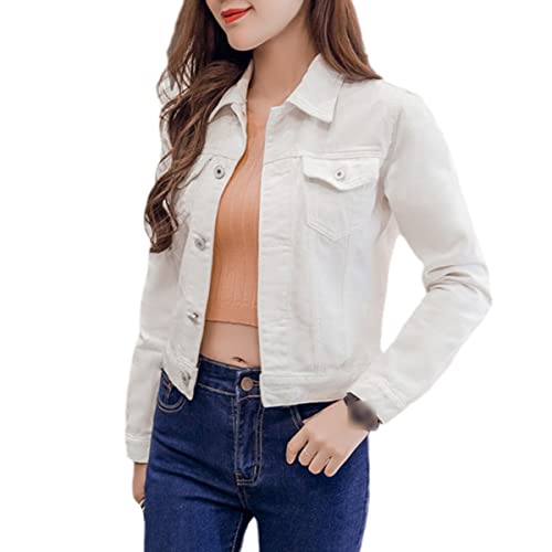 Veste en jean blanc femme L - Veste denim légère et élégante de qualité supérieure