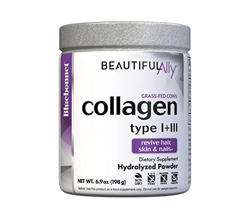 Bluebonnet Nutrition Beautiful Ally Collagen Powder, Hydrolyzed Collagen From Grass Fed Cows, Collagen Peptides Type 1 & 3, Non Gmo, Gluten Free, Soy Free, Milk Free, 28 Servings, Unsweetened, 6.9 Oz #TOP15