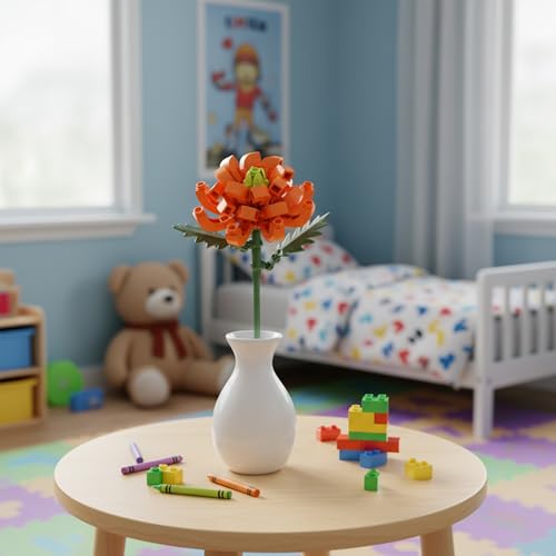 Image of STEM Chrysanthemum Flower Building Blocks Set (81 Pcs, 12-in-1) | DIY Flower Pen Stand Kit for Kids 6+ Years (Boys & Girls) | Creative Craft & Learning Toy | Ideal Gift for Kids