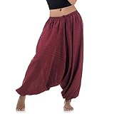 Durch IhreDurch Ihren weiten Schritt / Schnitt sorgt die Hose für absolute Bewegungsfreiheit und ist auch als Yoga-Hose und zur Meditation geeignet, oder einfach auch nur als super bequeme Schlapperhose / Schlabberhose bzw. Wohlfühlhose fürs Sofa / Coach daheim bzw. für zuhause.