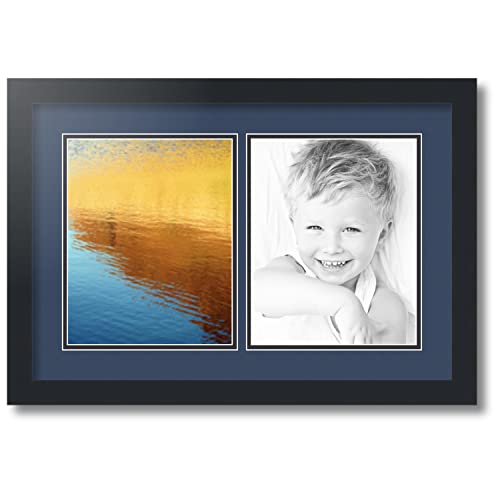 ArtToFrames Collage Photo Frame Double Mat with 2 - 8x10 Openings and Satin Black Frame