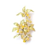 Elegant Yellow Camellia Fine Enamel Flower Brooches for Women Boutonniere