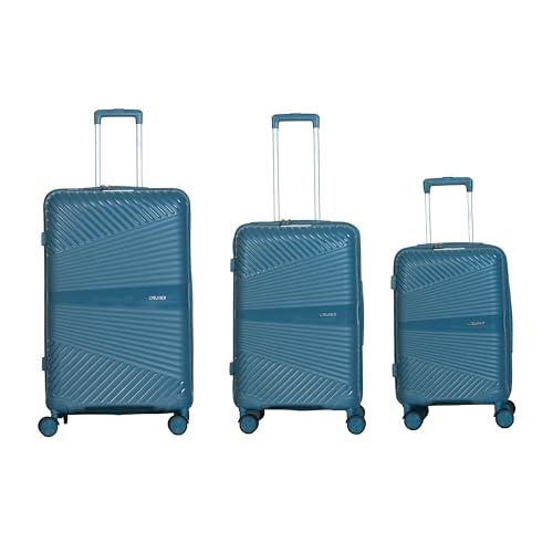 Image of CRUISE Mediterranean Trolley Bags Set (20+24+28 Inch)| Hard Shell Expandable Suitcases with 8 Spinner Wheels & TSA Lock | Cabin and Check-in Lightweight Luggage Bag | Adjustable Handle (Set of 3)