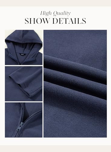 Dokotoo Womens Hoodies Oversized Sweatshirt for Women Long Sleeve Pullover Lightweight Soft Warmth Fleece Zip Up Hoodie Casual Workout Sweaters Tops Winter Fall Outfits Fashion Clothes Blue X-Large
