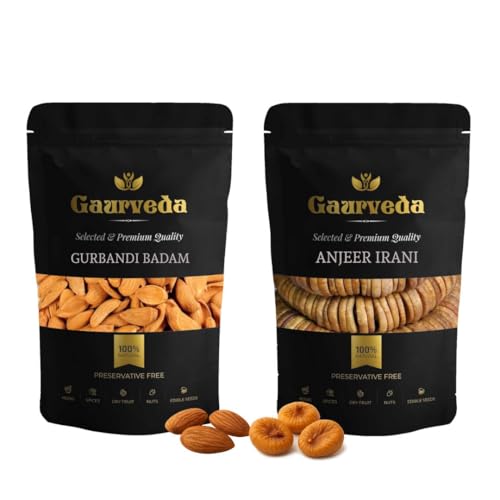 Image of GAURVEDA Gurbandi Badam & Premium Anjeer Combo | Nutrient-Rich Dry Fruits for Energy, Immunity & Healthy Snacking - Natural Goodness! | 50 Grams